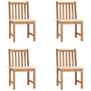 Cadeiras de jardim c/ almofadões 4 pcs madeira de teca maciça