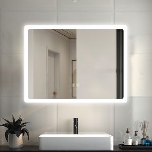 Aica espelho de casa de banho LED 80 x 60cm, bluetooth,brilho regulável