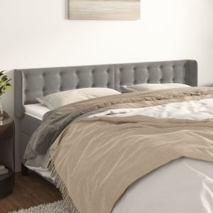 Cabeceira de cama c/ abas veludo 183x16x78/88 cm cinzento-claro ptob1728