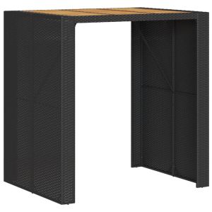 Mesa de bar para jardim com tampo em acácia vime pe preto