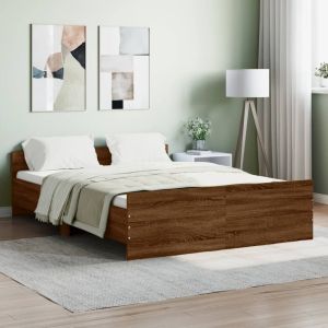 Cama c/ painéis de cabeceira e pés carvalho castanho
