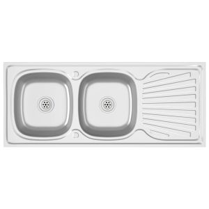 Lava-louça cozinha + cuba dupla 1200x500x155 mm inox prateado