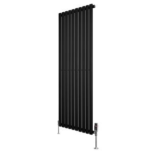 Radiador de coluna simples oval com válvulas – 1600 mm x 600 mm – preto