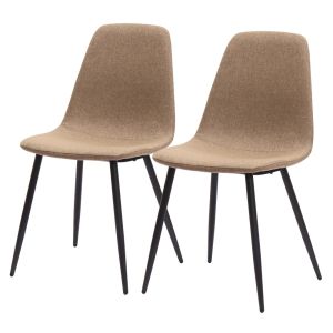 Conjunto de 2 cadeiras de jantar em tecido e metal castanho, design nórdico