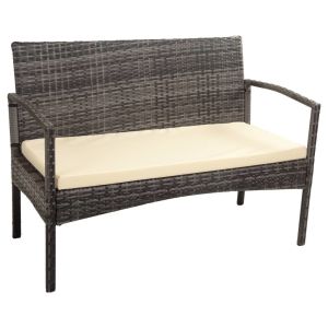 Banco de vime cor cinzenta 110x55x85h cm