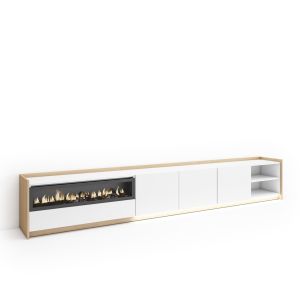 Móvel de tv, 310x37x50cm, lareira eléctrica, LED rf4862