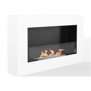 Lareira bioetanol box branca 65x40 cm com vidro