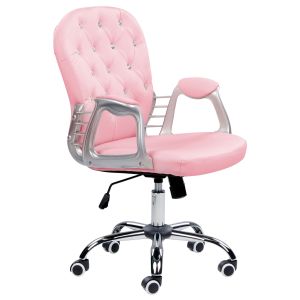 Cadeira home office princess pele sintética rosa