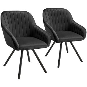 2 cadeiras de sala de jantar giratória 360º de terciopelo 58x58x82 cm preto