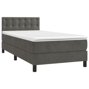 vidaXL cama box spring con colchón terciopelo gris oscuro 100x200 cm
