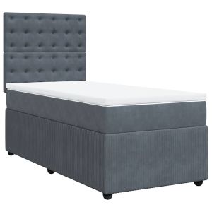 vidaXL cama box spring con colchón terciopelo gris oscuro 100x200 cm