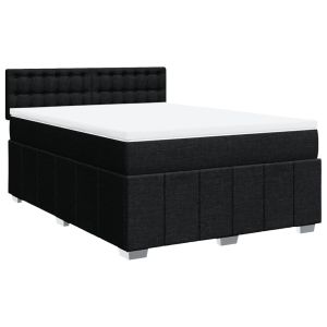 vidaXL cama box spring con colchón tela negro 140x200 cm