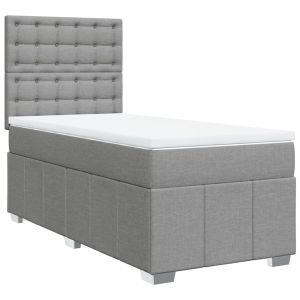 vidaXL cama box spring con colchón tela gris claro 100x200 cm