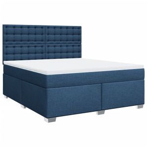 vidaXL cama box spring con colchón tela azul 180x200 cm