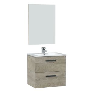 Móvel de banheiro alan com 2 gavetas, espelho e pia, cor alaska