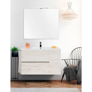 Móvel de banho itaca com lavatório e espelho nordic branco 80x40cm