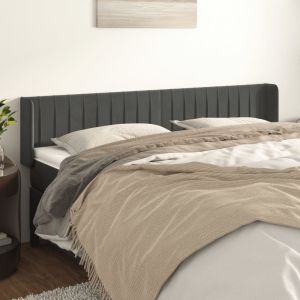 Cabeceira de cama c/ abas veludo 203x16x78/88cm cinzento-escuro ptob3785