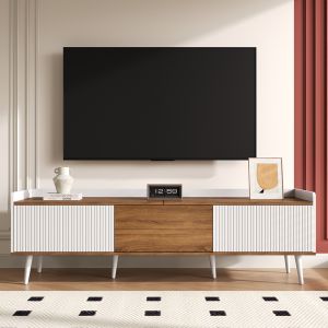 Móvel para televisão, branco + madeira, 49,5 × 160 × 39 cm