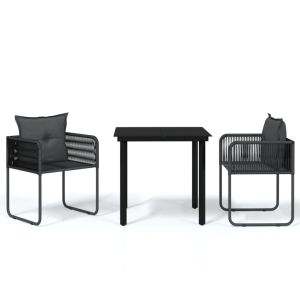 vidaXL juego de comedor para jardín 3 piezas negro