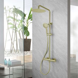 Conjunto duche misturador sky bath ouro escovado série promise