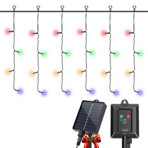 Aigostar cortinas de luz solar de natal para exteriores, 3m + 5m * 0,4m