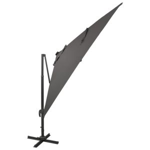 Guarda-sol jardim cantilever c/ poste/luzes LED 300cm antracite wgo9214
