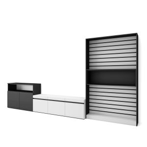 Conjunto de móveis tv, 360x35x186cm, branco e preto rf3186