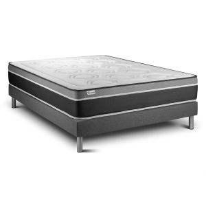 Conjunto de estrado gris + colchão vitalit vital care ( 140 x 190 cm - mola
