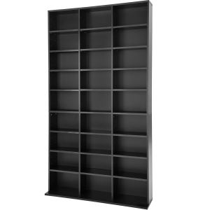 Tectake estante para cds 180x102x235 cm, 1080 cds, mdf e metal, preto
