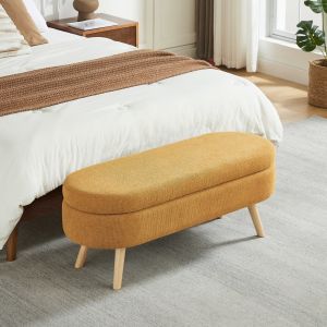Banco baú estofado amarelo 110cm