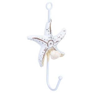 Gancho de parede em forma de estrela em madeira branca, 9x4x16 cm (altura)