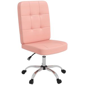 Cadeira de escritório PVC, espuma, aço e placa multicamadas rosa