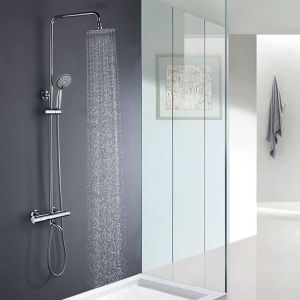 Kibath coluna de chuveiro termostática com bica redonda 85-115 cm cromada