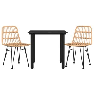 vidaXL juego de comedor de jardín 3 piezas ratán sintético
