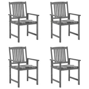 Cadeiras de jardim com almofadões 4 pcs acácia maciça cinza