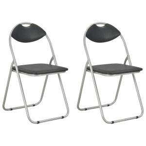 Cadeiras de jantar dobráveis 2 pcs couro artificial preto ewg3420