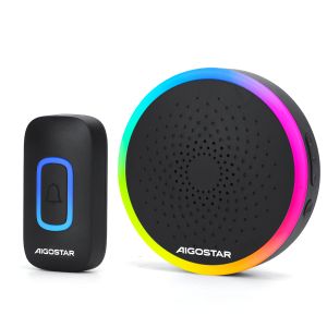 Aigostar campainha sem fio rgb, ip55, 0-120db, 60 melodias, para idosos