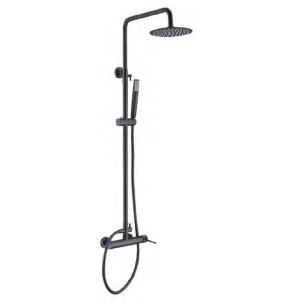 Conjunto de coluna de duche monocomando, barra extensível 95-125cm preto