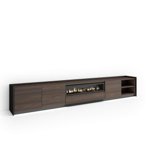 Móvel de tv, 310x37x50cm, lareira eléctrica, LED rf4908