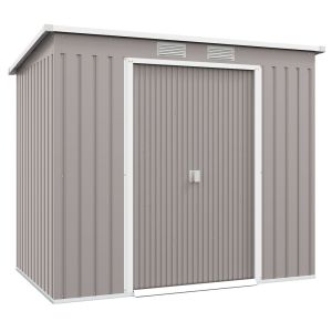 Abrigo de jardim 213x130x172 cm aço galvanizado e pp color gris Outsunny