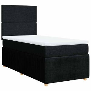 vidaXL cama box spring con colchón tela negro 90x200 cm