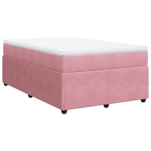 vidaXL cama box spring con colchón terciopelo rosa 120x200 cm