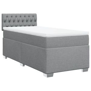 vidaXL cama box spring con colchón tela gris claro 90x190 cm