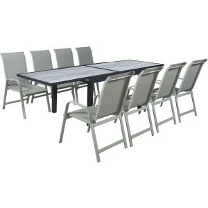 Mesa extensível e cadeiras de jardim em alumínio <<lagos>> - 140/280 x 90 x