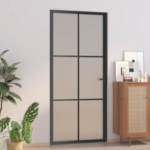 Porta interior 93x201,5 cm vidro fosco e alumínio preto weg3167