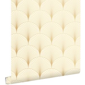 Estahome papel de parede motivo art deco begeedourado 53 cm x 10.05 m