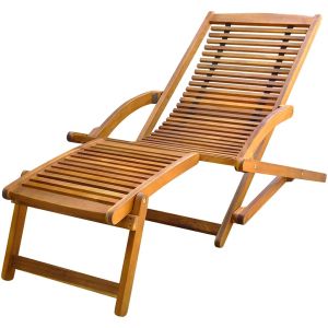 vidaXL tumbona de jardín con reposapiés de madera maciza de acacia