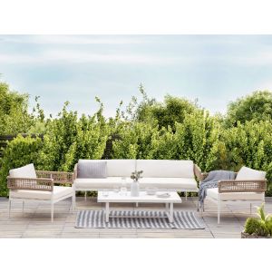 Conjunto de jardim com mesa 5 lugares serla metal branco