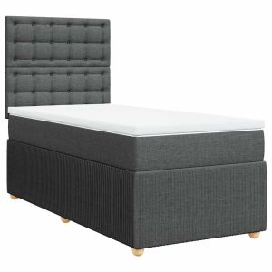 vidaXL cama box spring con colchón tela gris oscuro 100x200 cm
