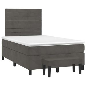 vidaXL cama box spring con colchón terciopelo gris oscuro 120x190 cm